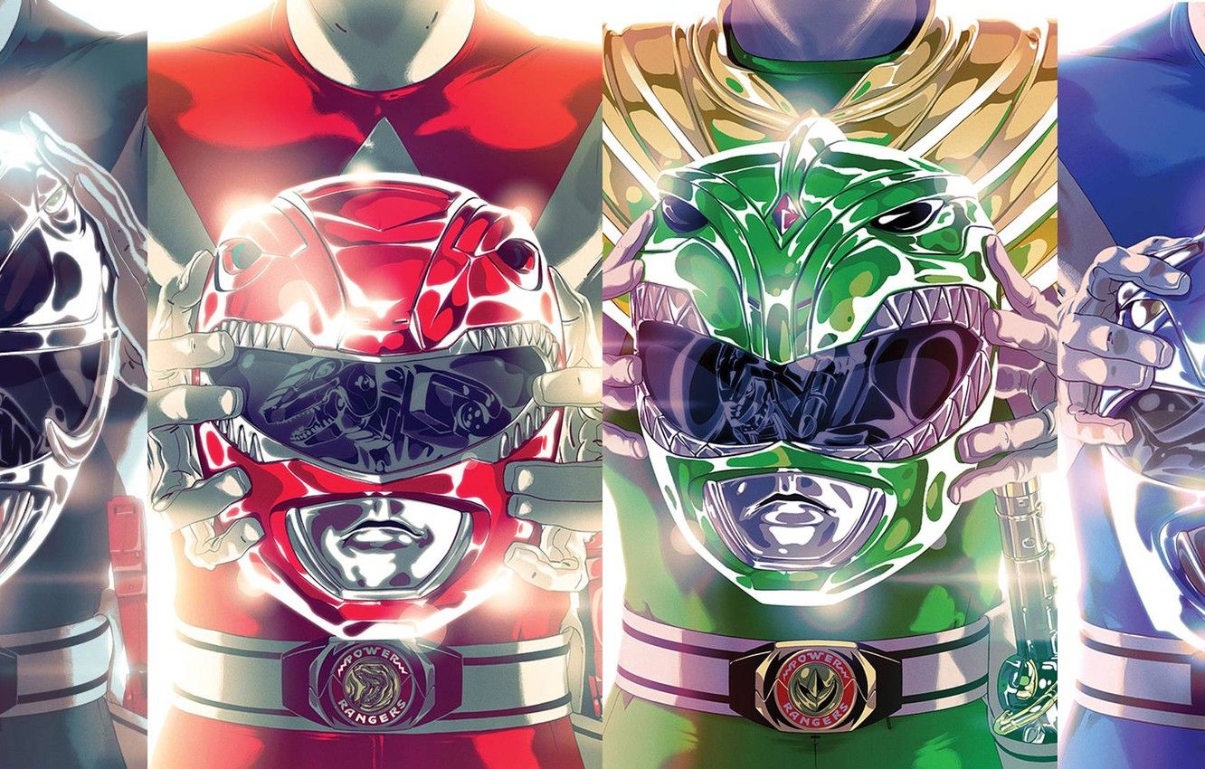Wallpaper green, helmet, red, black, yellow, blue, pink, team, heroes, power rangers image for desktop, section фантастика