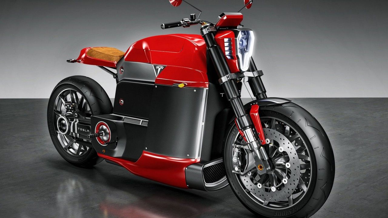 Wallpaper Tesla Model M, electric, motorcycle, red, motorcycles