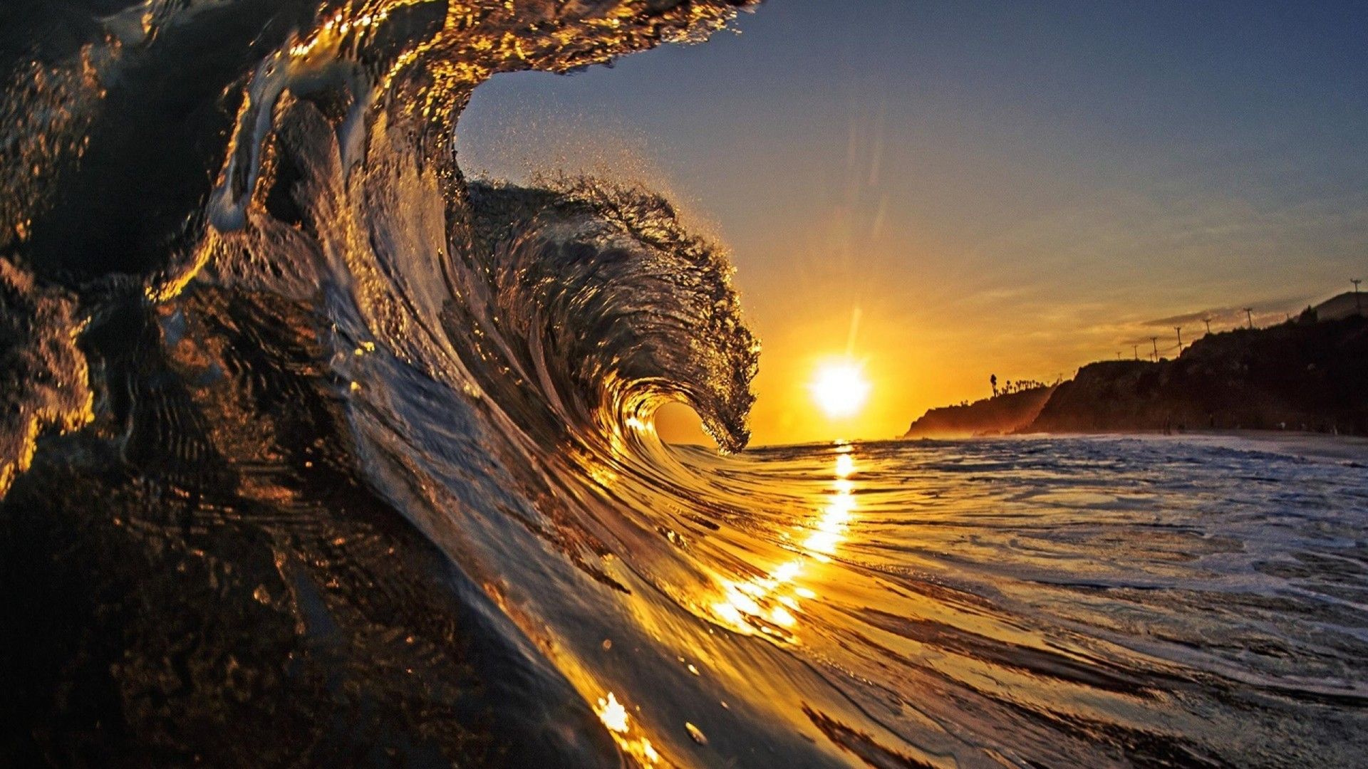 Sunset Surf Hawaii Beach Wave Ocean Sand 2560x1600 HD Wallpaper