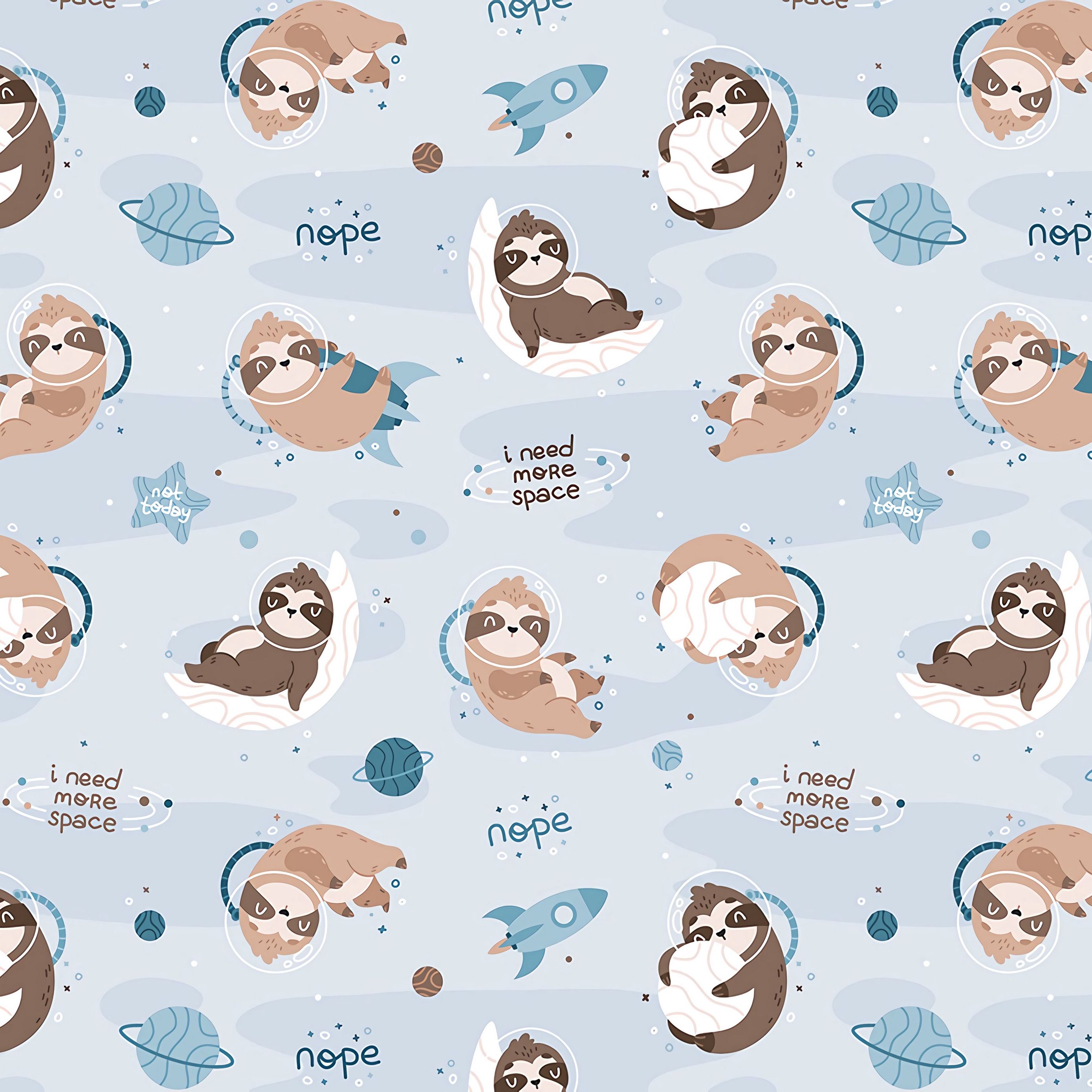 Download wallpaper 2780x2780 sloth, inscriptions, pattern