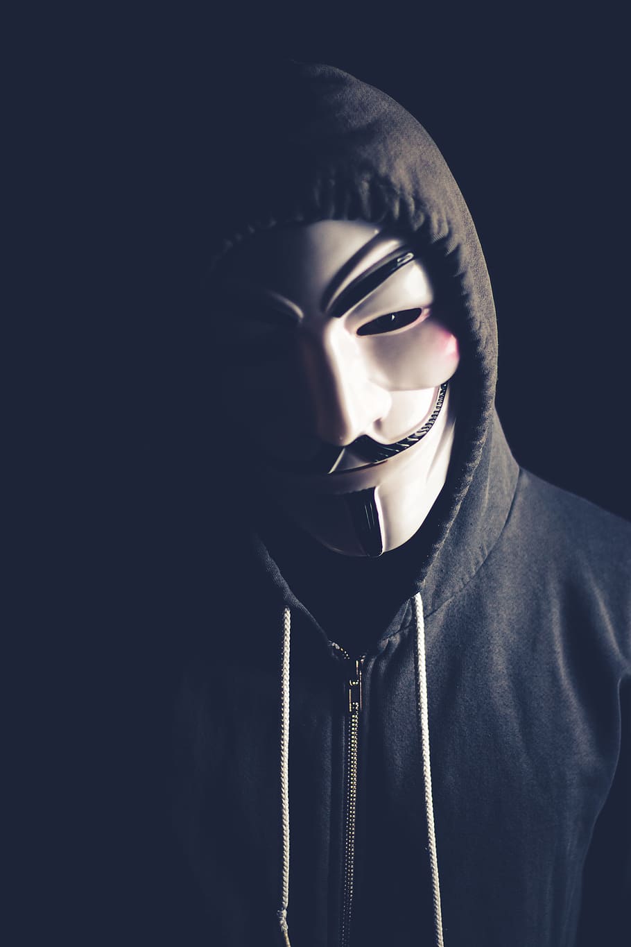 HD Wallpaper: Person In Guy Fawkes Mask And Grey Zip Up Drawstring