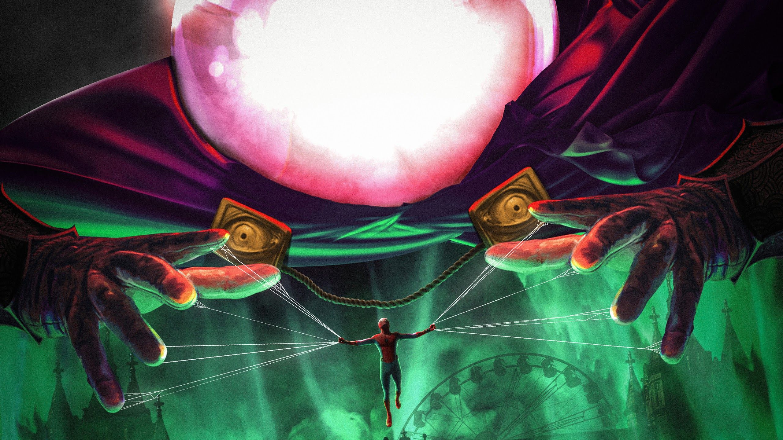 Spider Man: Far From Home Mysterio And Spider Man 4K Wallpaper