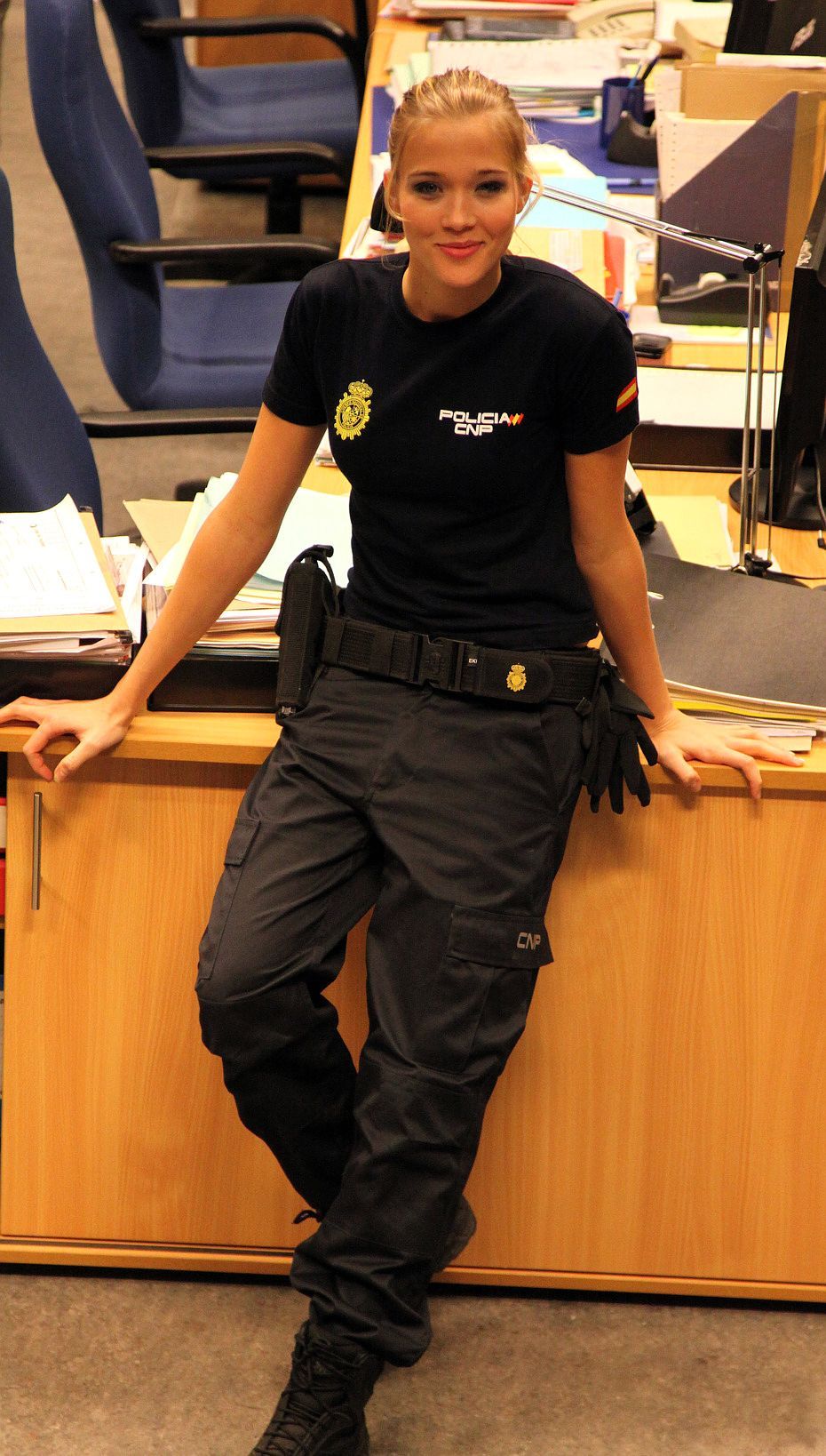 spanish police woman. Spanish National Police agent image