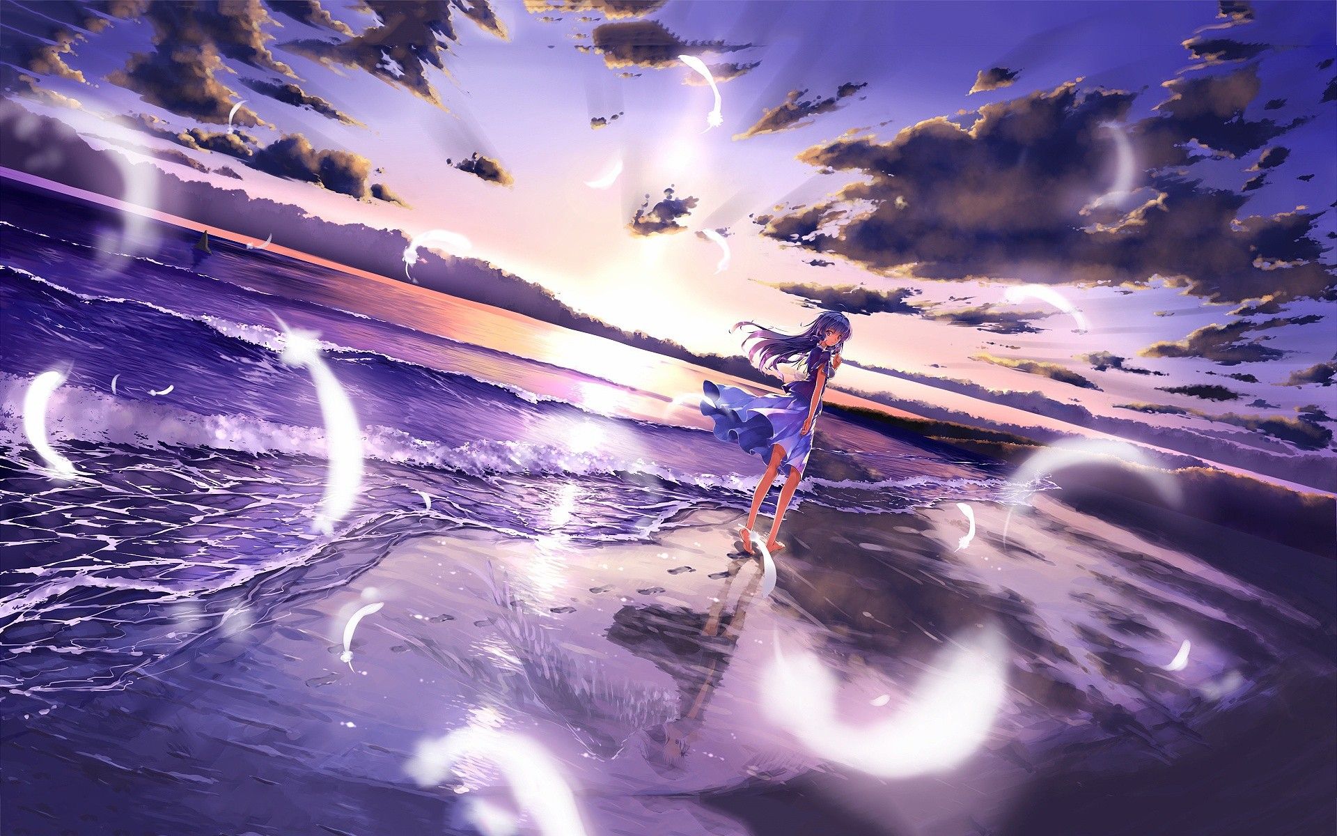 Anime Girl On Beach Wallpapers Image HD Wallpapers Desktop