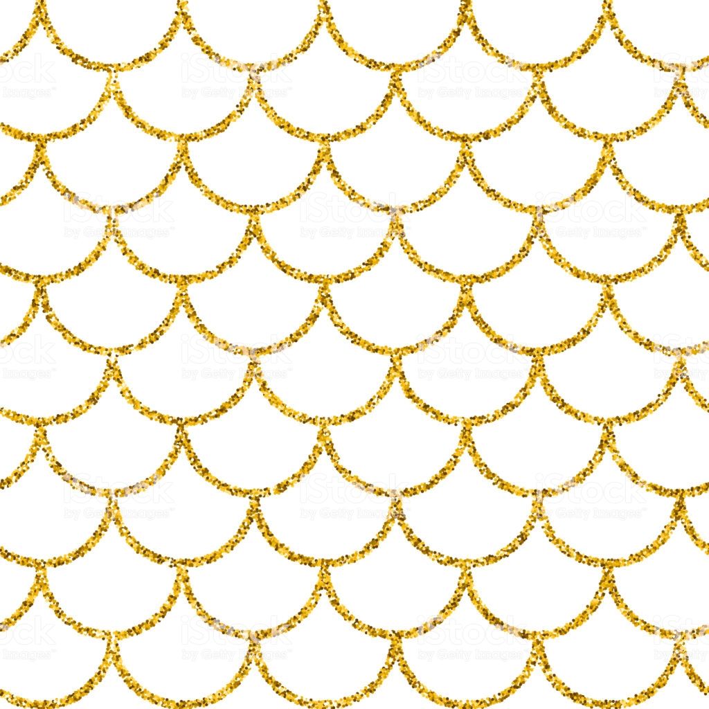 Gold Glitter Mermaid Tail Seamless Pattern Stock Illustration