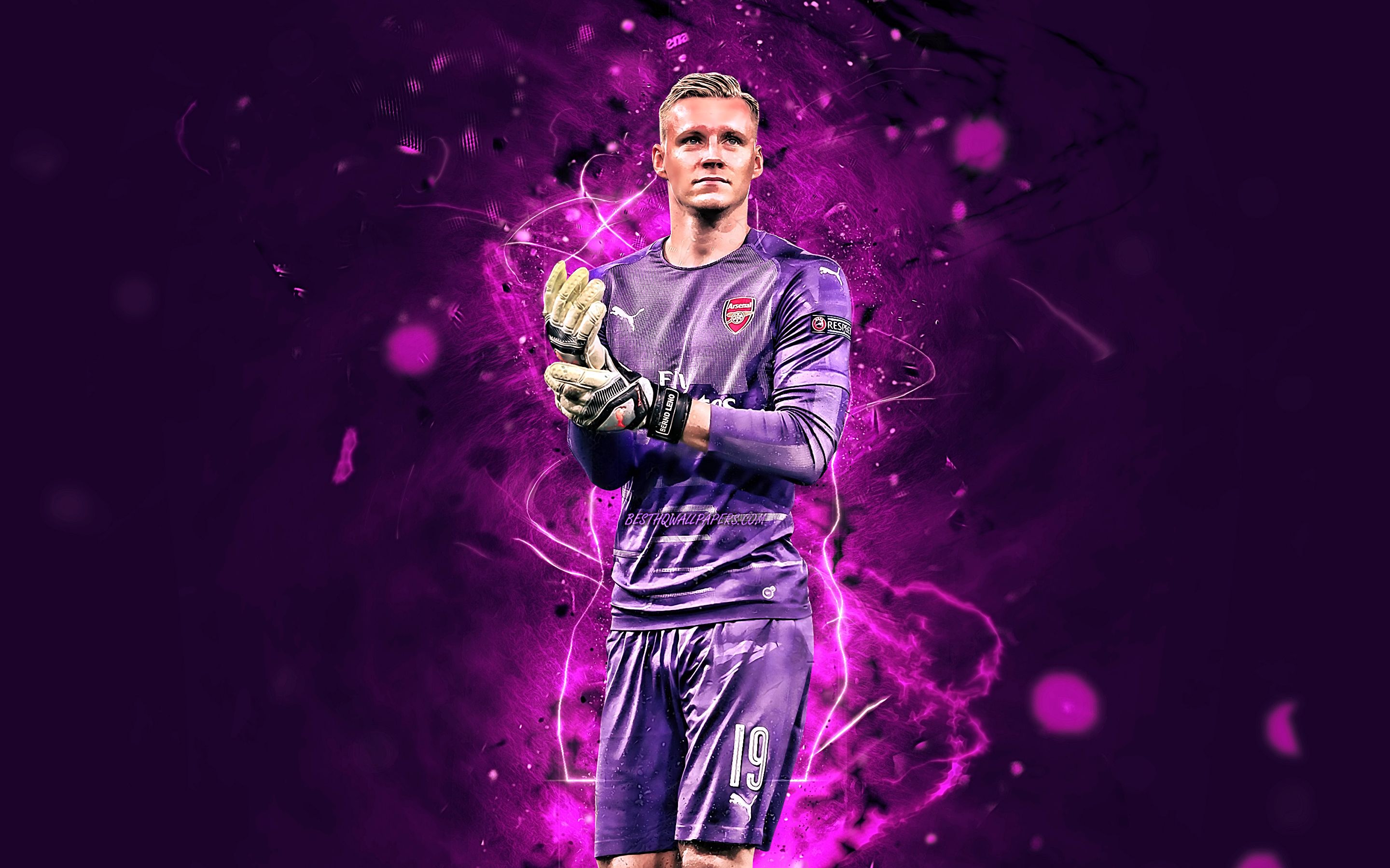 Download wallpaper Bernd Leno, goalkeeper, violet uniform