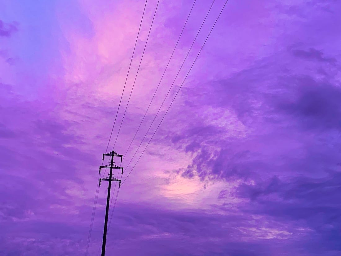 Picture of a purple sky in Japan before Typhoon Hagibis hit