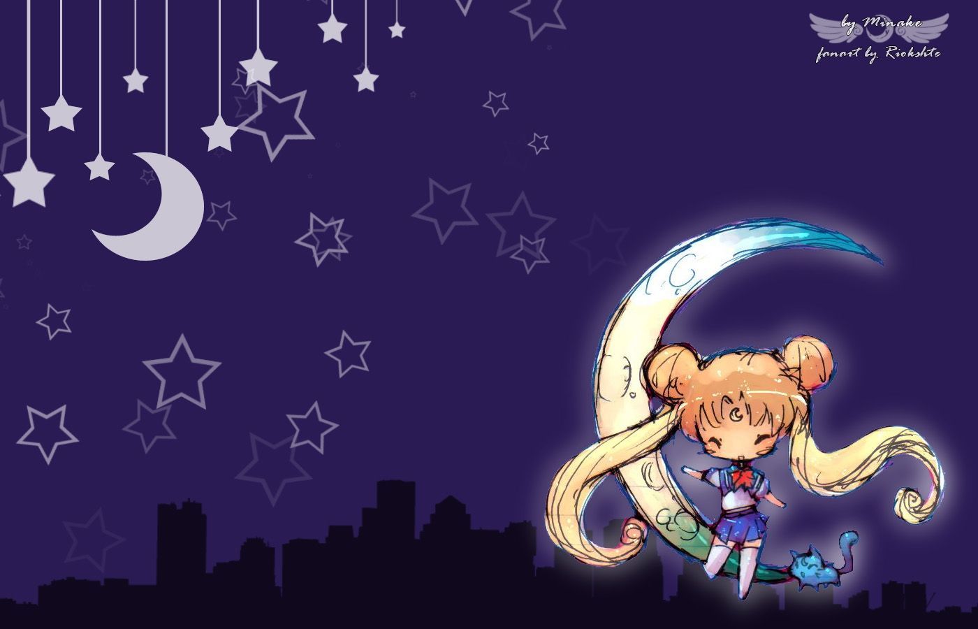 Sailor Moon Chibi Desktop HD Wallpaper. Walldevice.Com. Sailor moon wallpaper, Sailor moon aesthetic, Sailor moon luna
