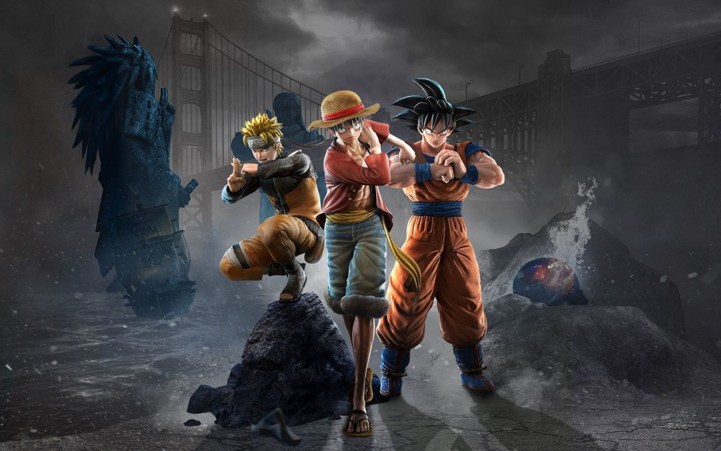 Download 1440x900 wallpaper anime, jump force, naruto, dragon ball