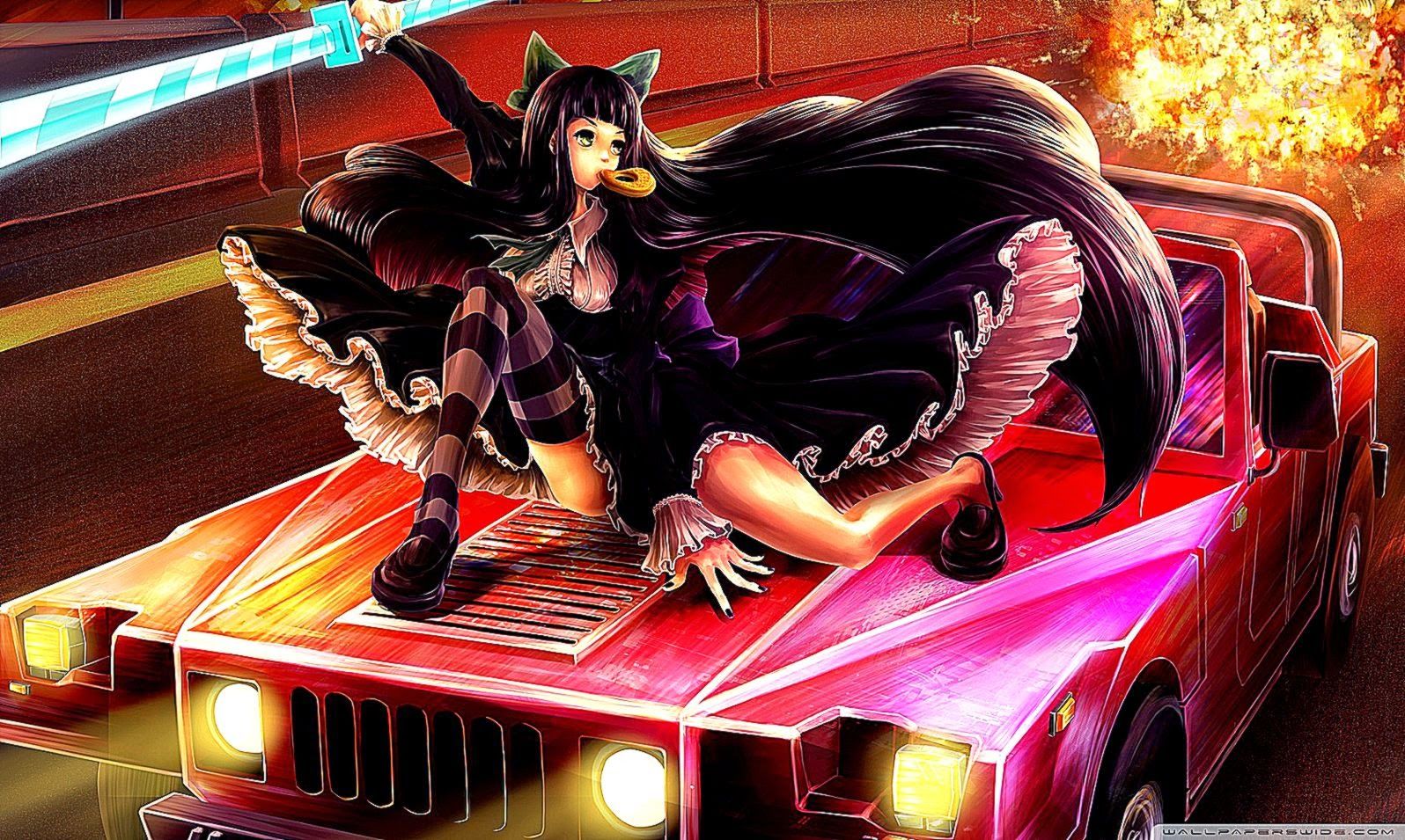 412299 4K, Race Queen Outfit, dress, black hair, women with cars, anime  girls, car - Rare Gallery HD Wallpapers