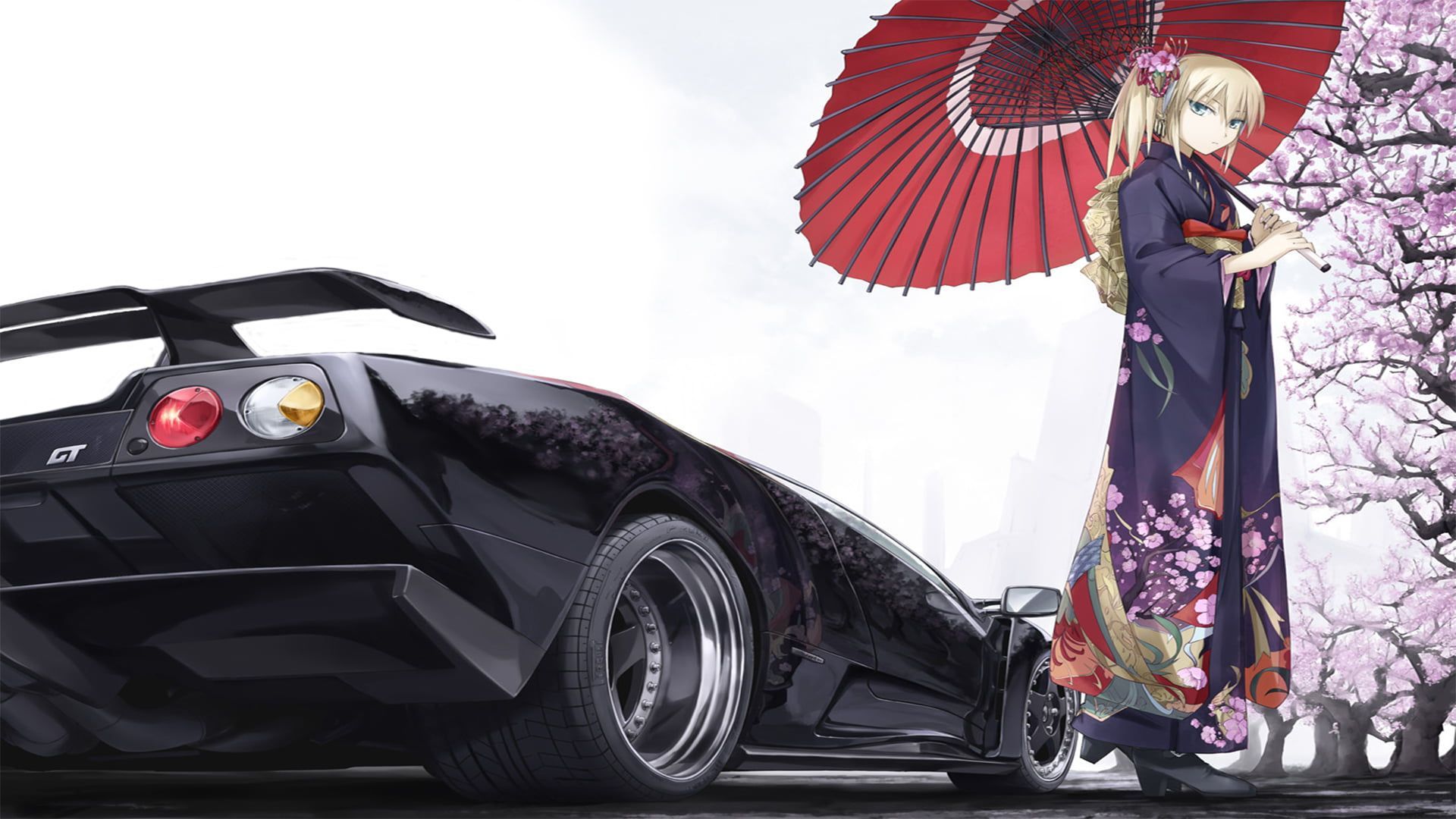 yukata Lamborghini Diablo #anime anime girls #car #vehicle