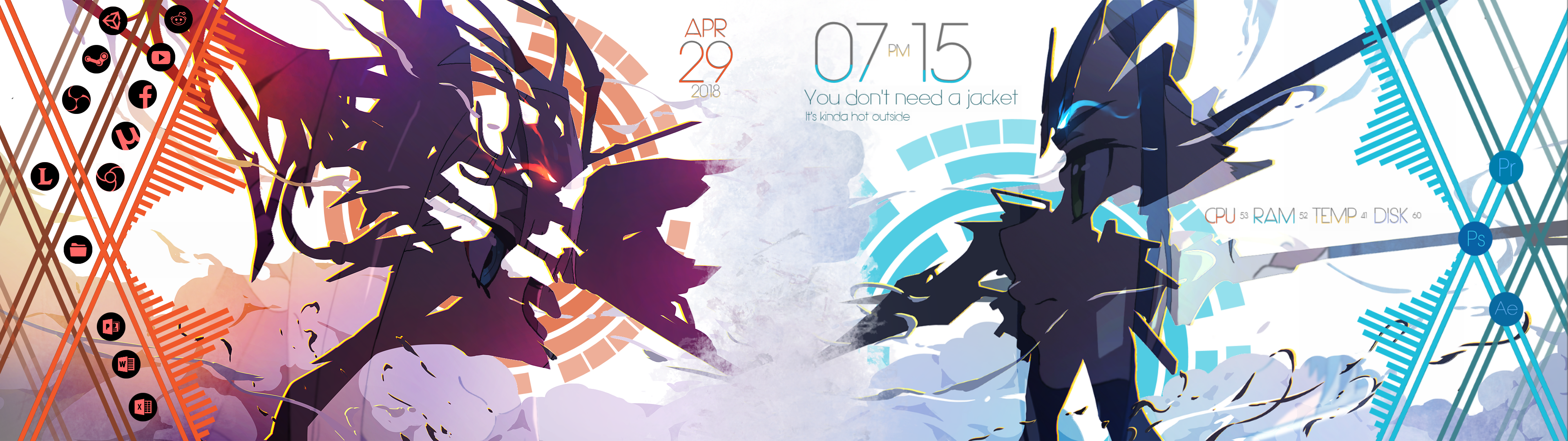 My First Attempt in the FRANXX Theme for Dual Monitors