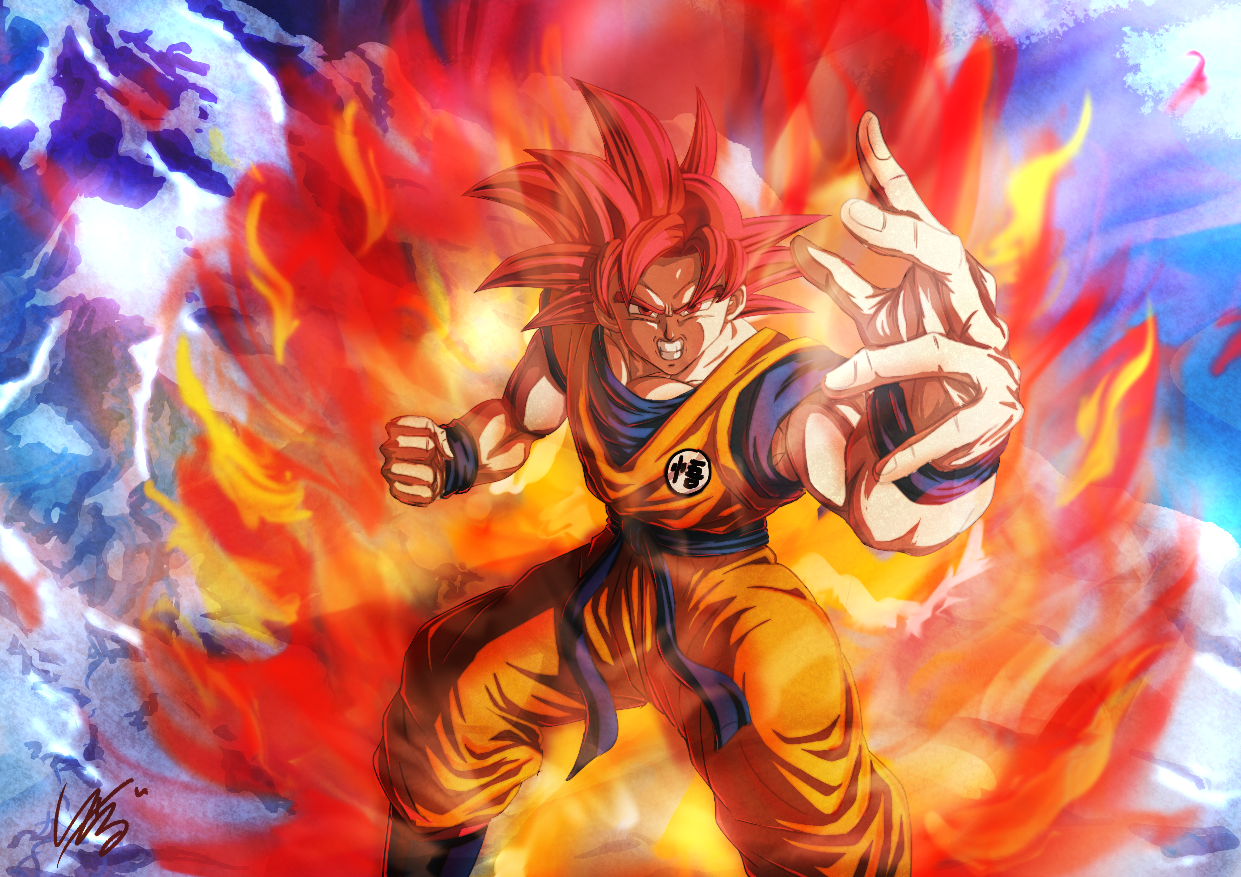 Goku Super Saiyan God 4k Wallpaper