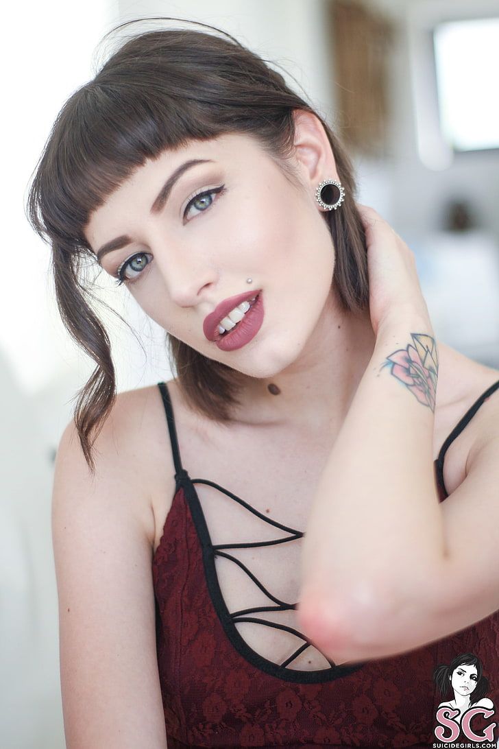 HD wallpaper: Suicide Girls, MissFernandez Suicide, piercing, blue