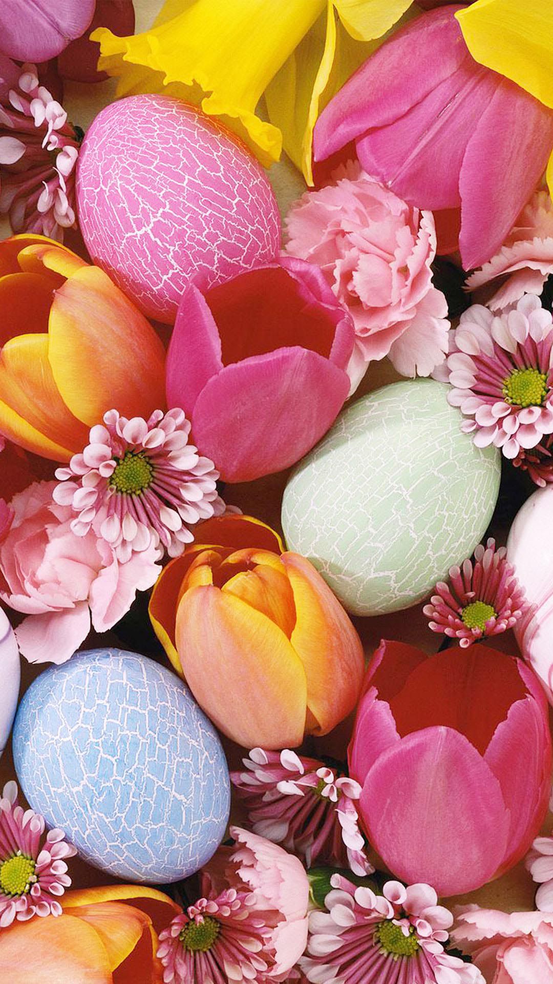Pink Flowers And Eggs Background Android Wallpaper free download