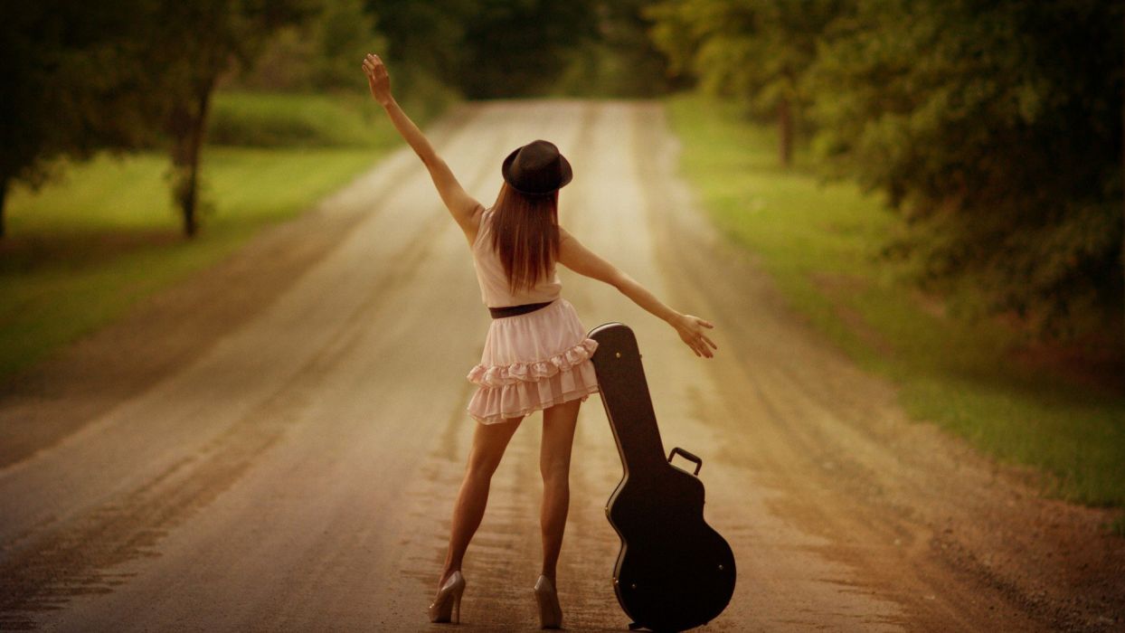 ALONE ON THE ROAD guitar Legs wallpaperx1080
