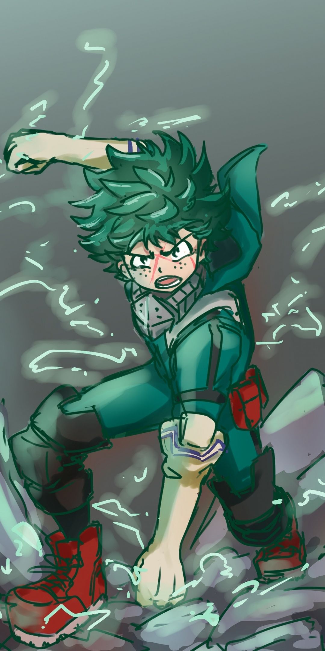 Angry, green hair, anime boy, Izuku Midoriya, 1080x2160 wallpaper
