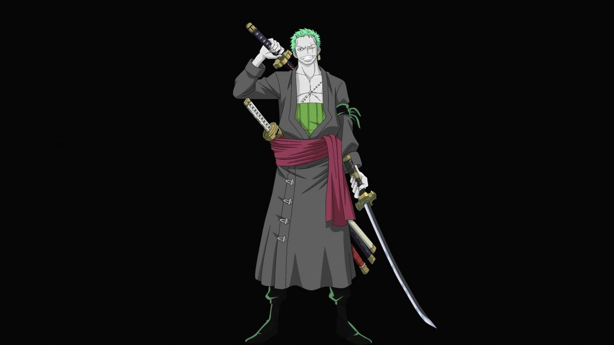 One Piece (anime) Roronoa Zoro green hair anime anime boys swords