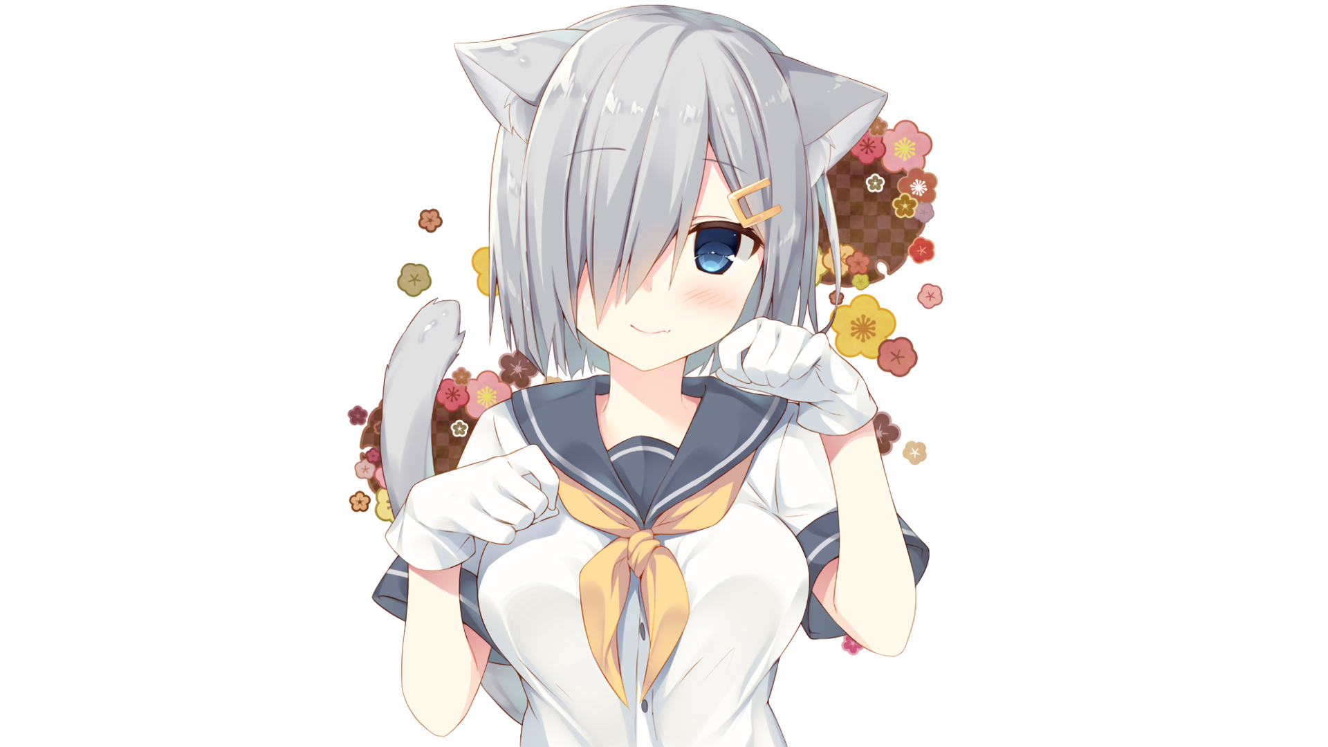 Wallpaper Hamakaze, Kantai Collection, Animal Ears, Neko, Kancolle