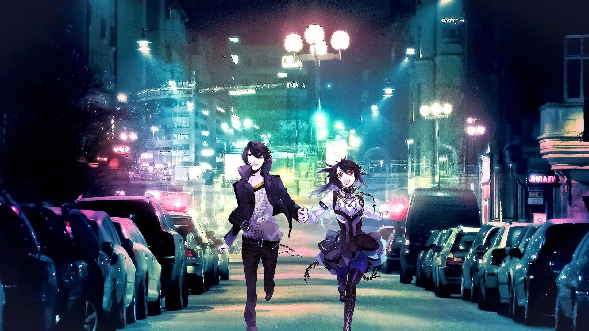 fantasy Art, Anime, City, Street, Lights, Colorful Wallpaper HD