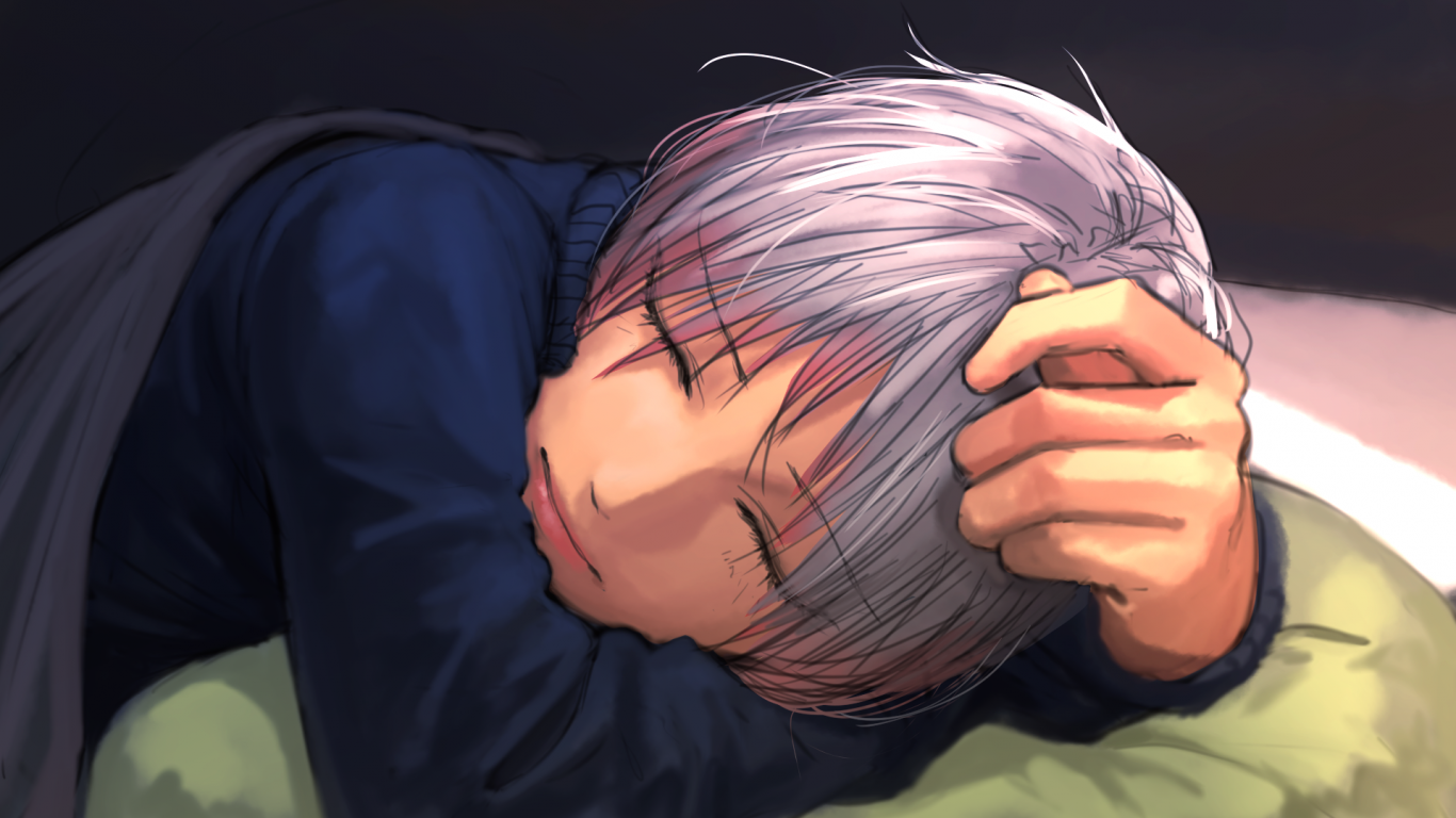 Download 1366x768 Anime Boy, Sleeping Wallpaper for Laptop