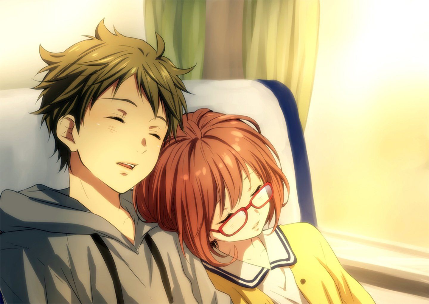 Anime series couple sleep girl boy wallpaperx1020