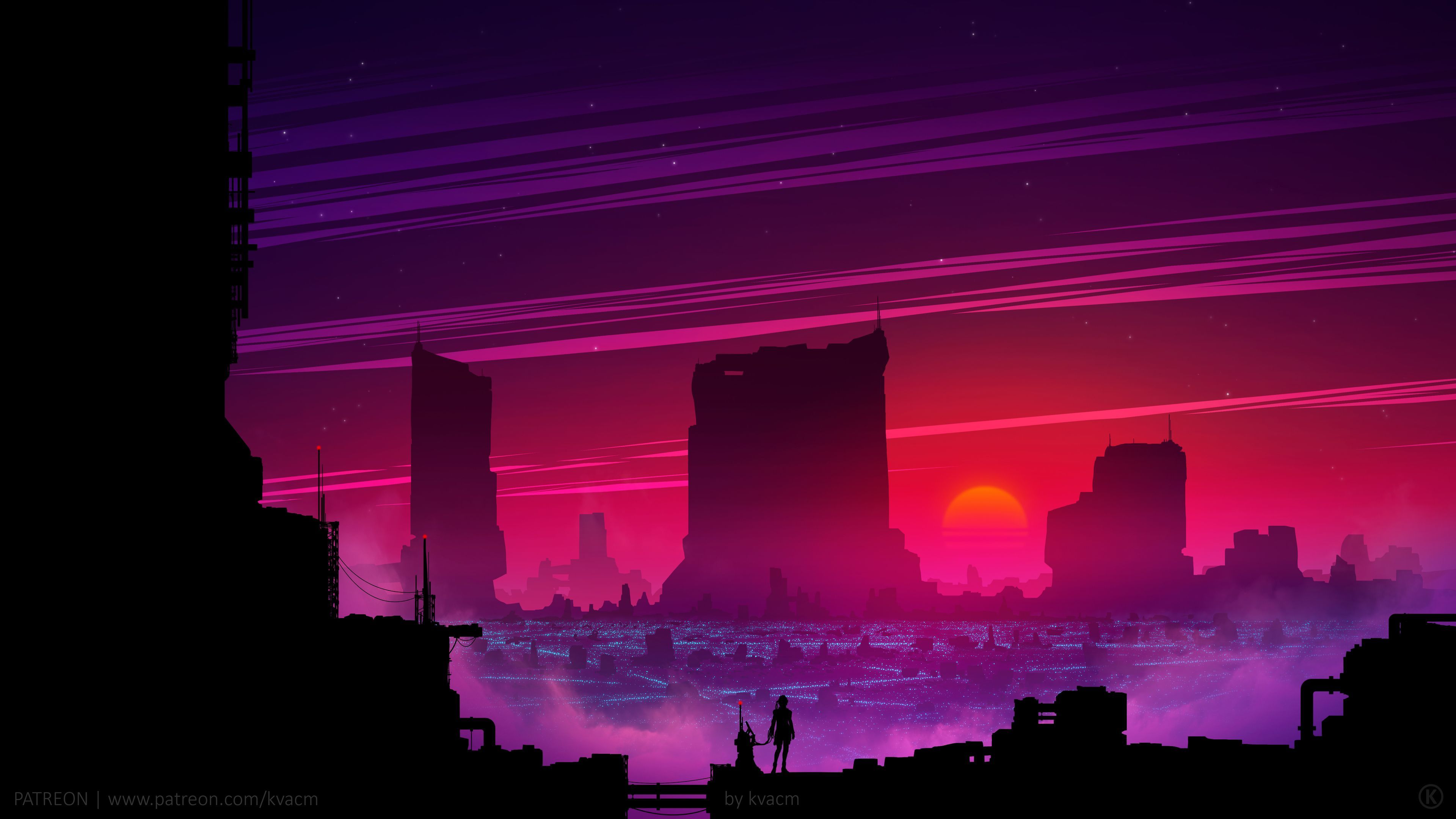 Synthwave Future Scifi 4k Synthwave Wallpaper, Scifi Wallpaper, Retrowave Wallpaper, Hd Wallpaper, Future Wall. Sunset City, Futuristic City, Future Wallpaper