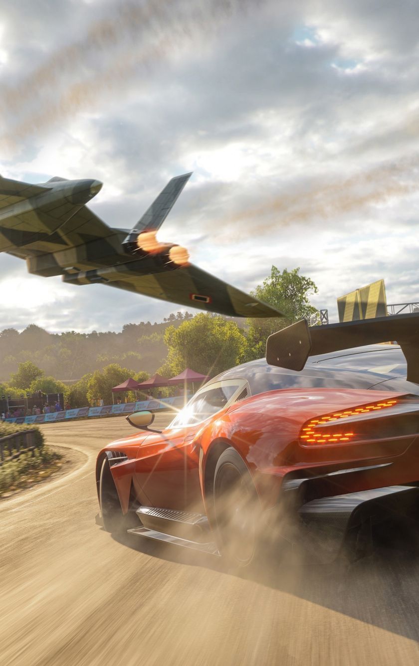 Forza Horizon, video game, aircraft, Aston Martin, car, 840x1336
