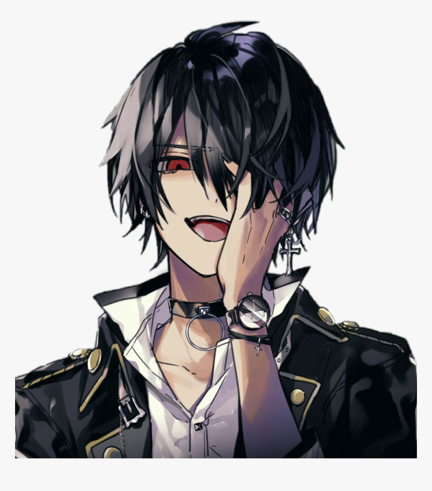 anime #animeboy #goth #gothicstyle #redeyes #laughing