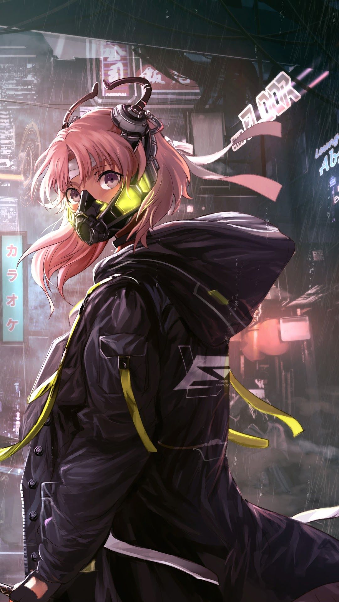 Anime Girl Mask Cyberpunk Sci Fi 4K Wallpaper