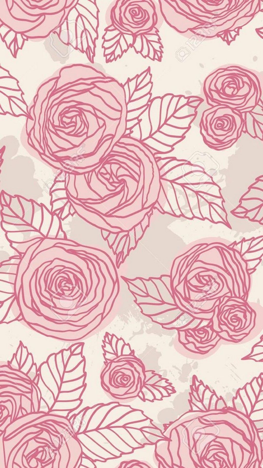 iPhone Wallpaper. Pattern, Pink, Rose, Drawing, Design, Leaf