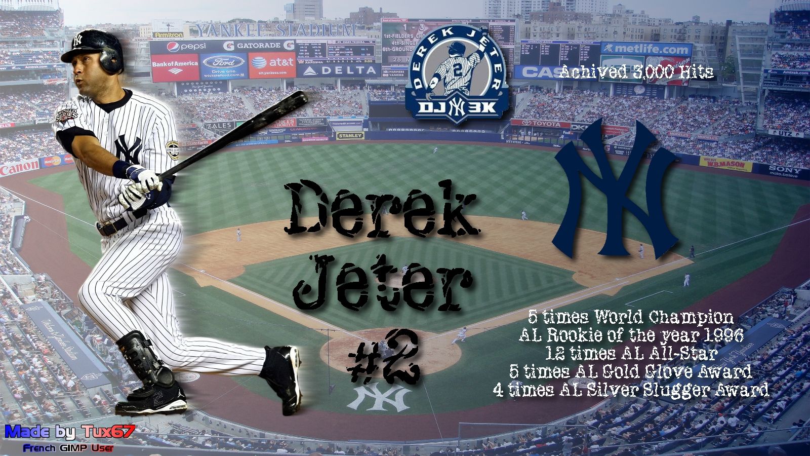 Free download Derek Jeter 3k Hits My Sports Wallpaper 1600x900