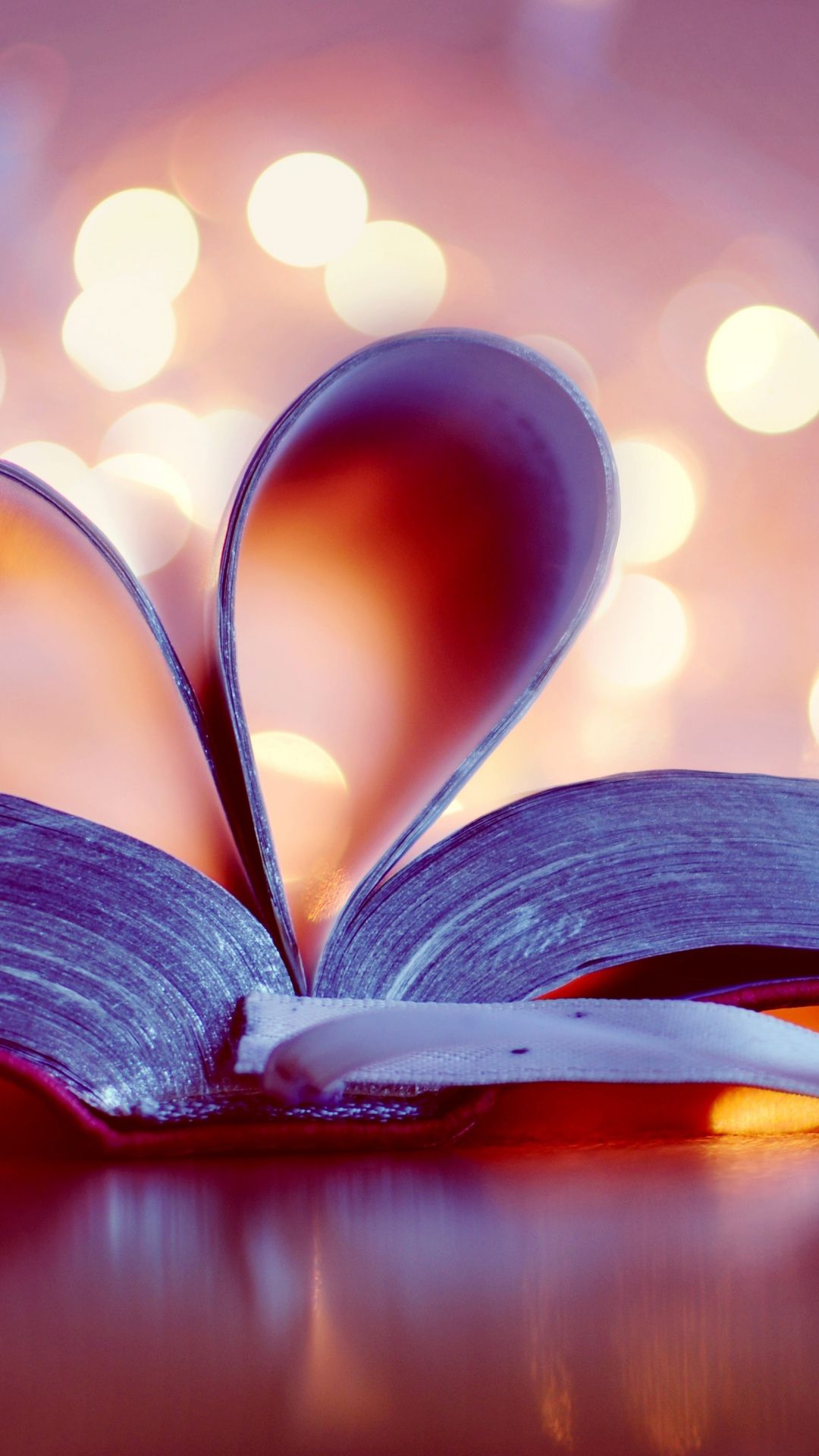 Book Love Heart Bokeh Android Wallpaper free download