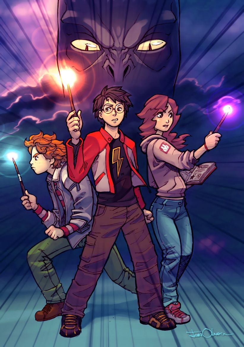 Harry Potter Trio. Drawn a lot like it could have come from