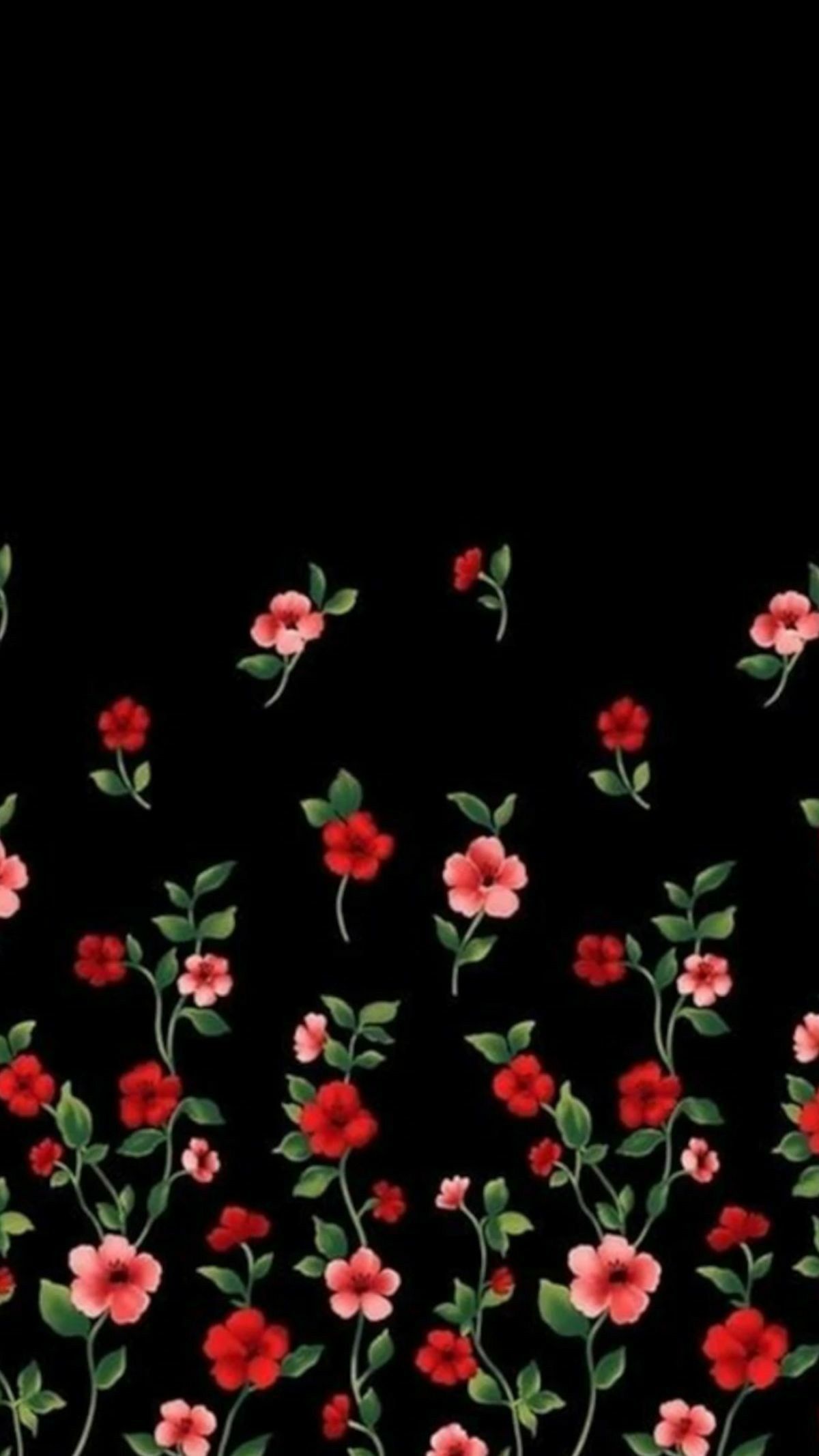 AMOLED) Floral Wallpaper Background Lock Screen. Black Flowers