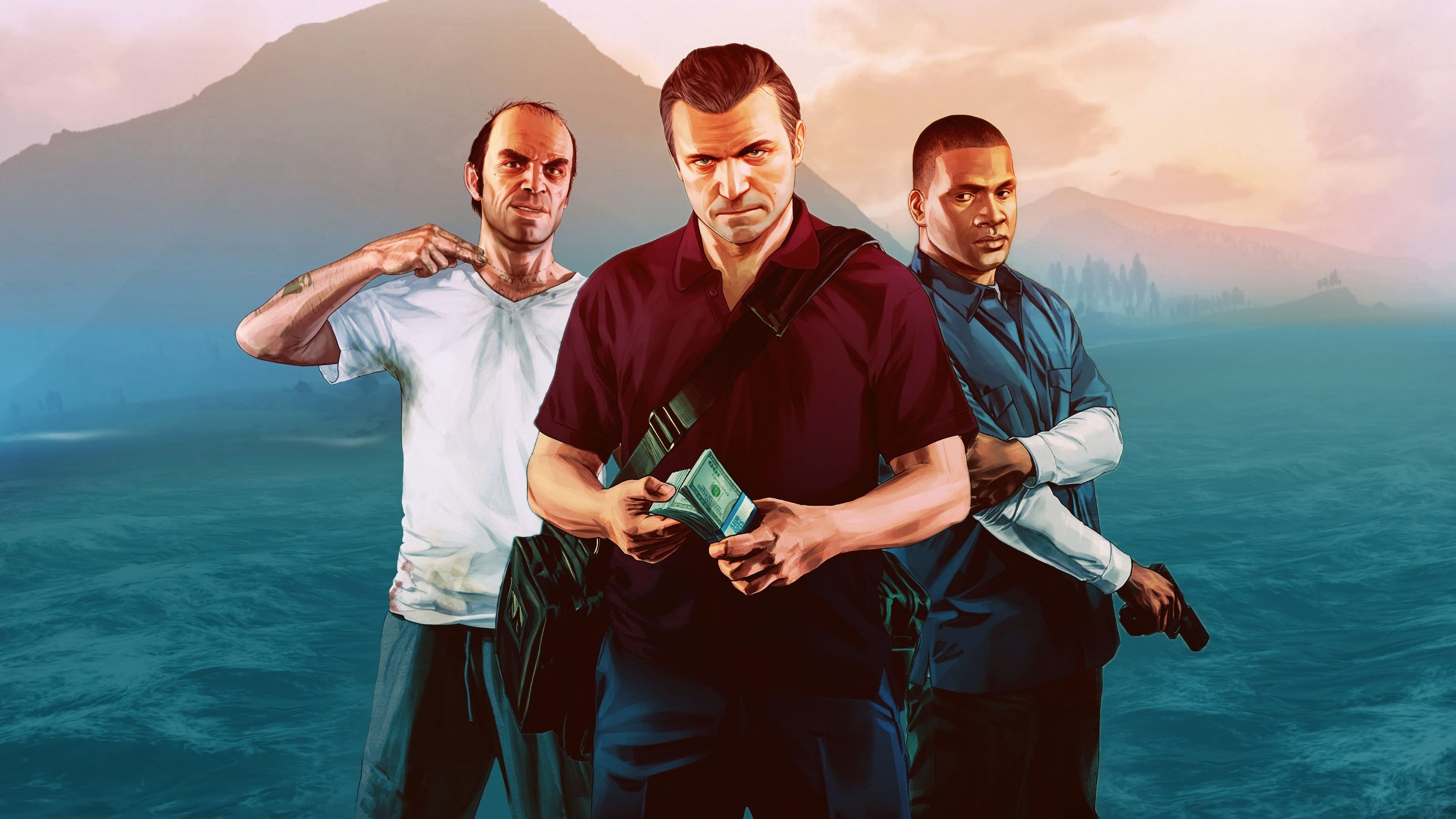 Trevor, Franklin and Michael in GTA Wallpaper, HD Games 4K
