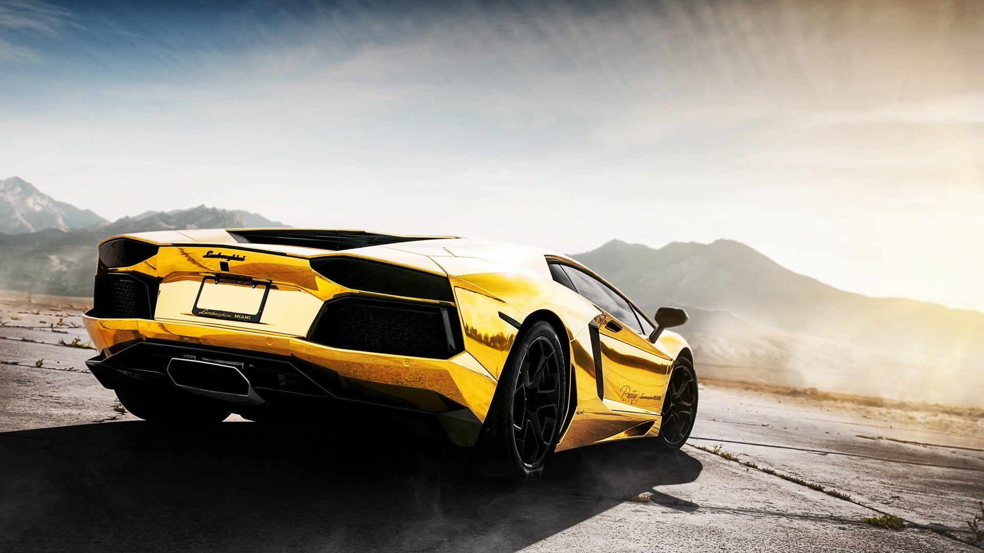 Gold Lamborghini Aventador, Lamborghini, gold, Stance, rims HD