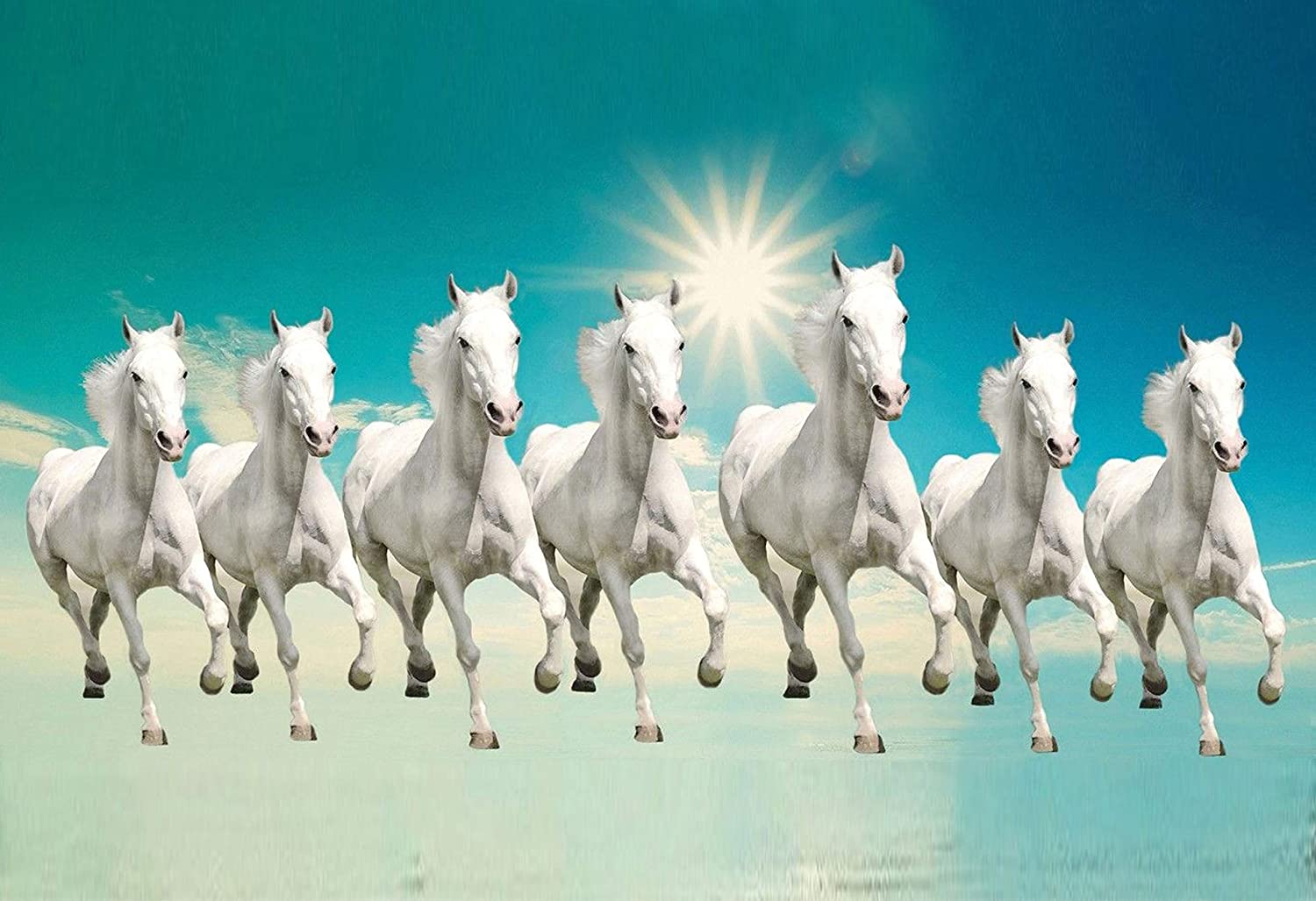 Buy wallpics™ Seven Lucky Running Horses Vastu Wallpaper Fully