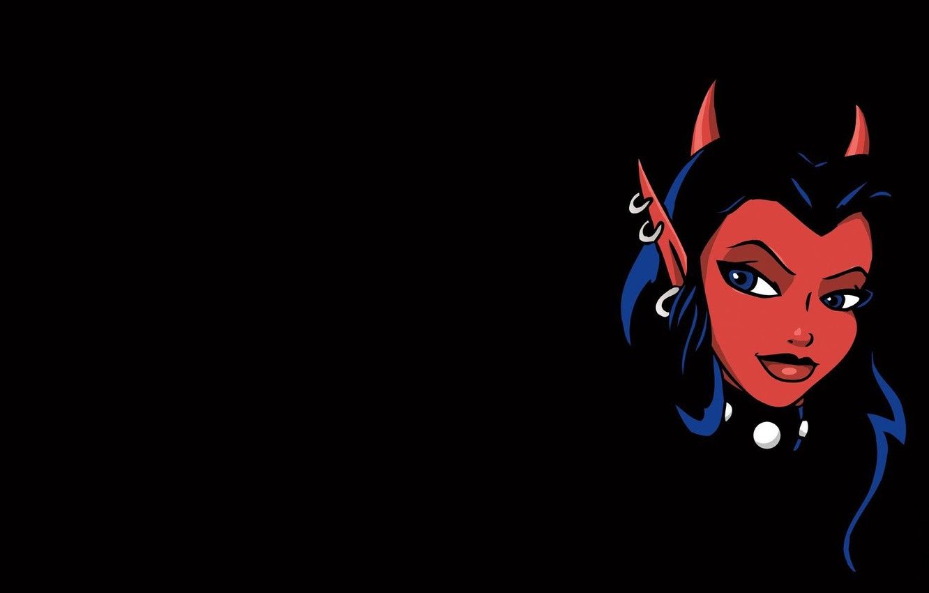 Wallpaper girl, black, cartoon, devil girl image for desktop, section минимализм