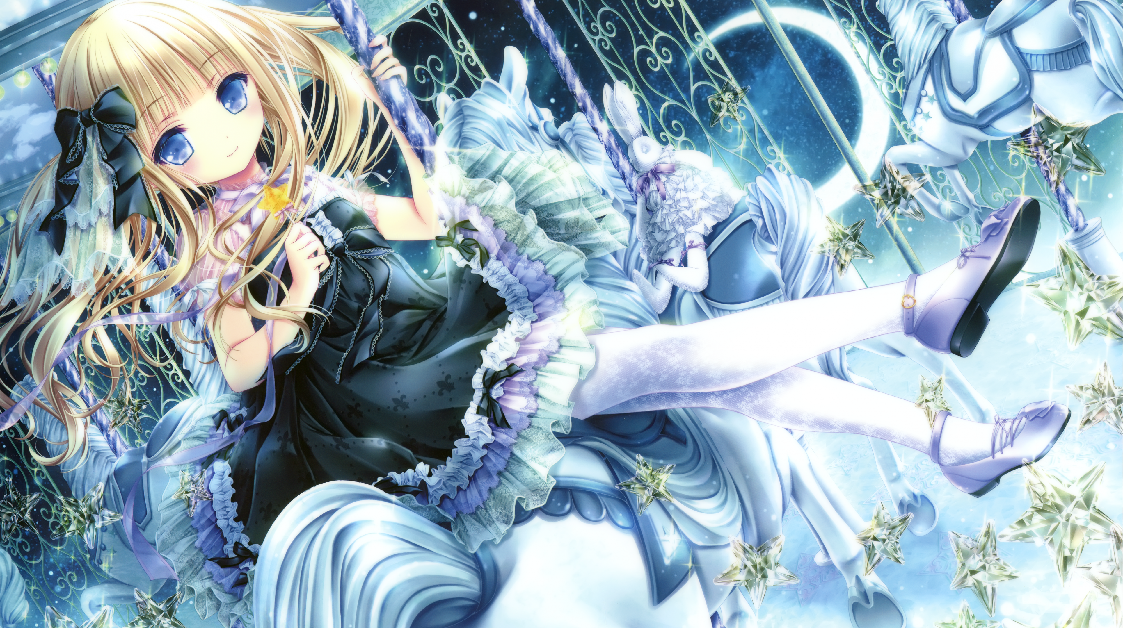 Download 3860x2160 Anime Girl, Dress, Blonde, Amusement Park
