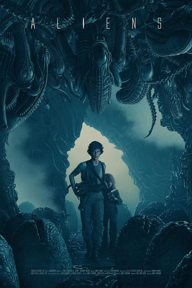 HD wallpaper: movie poster, aliens, Sigourney Weaver, H. R. Giger
