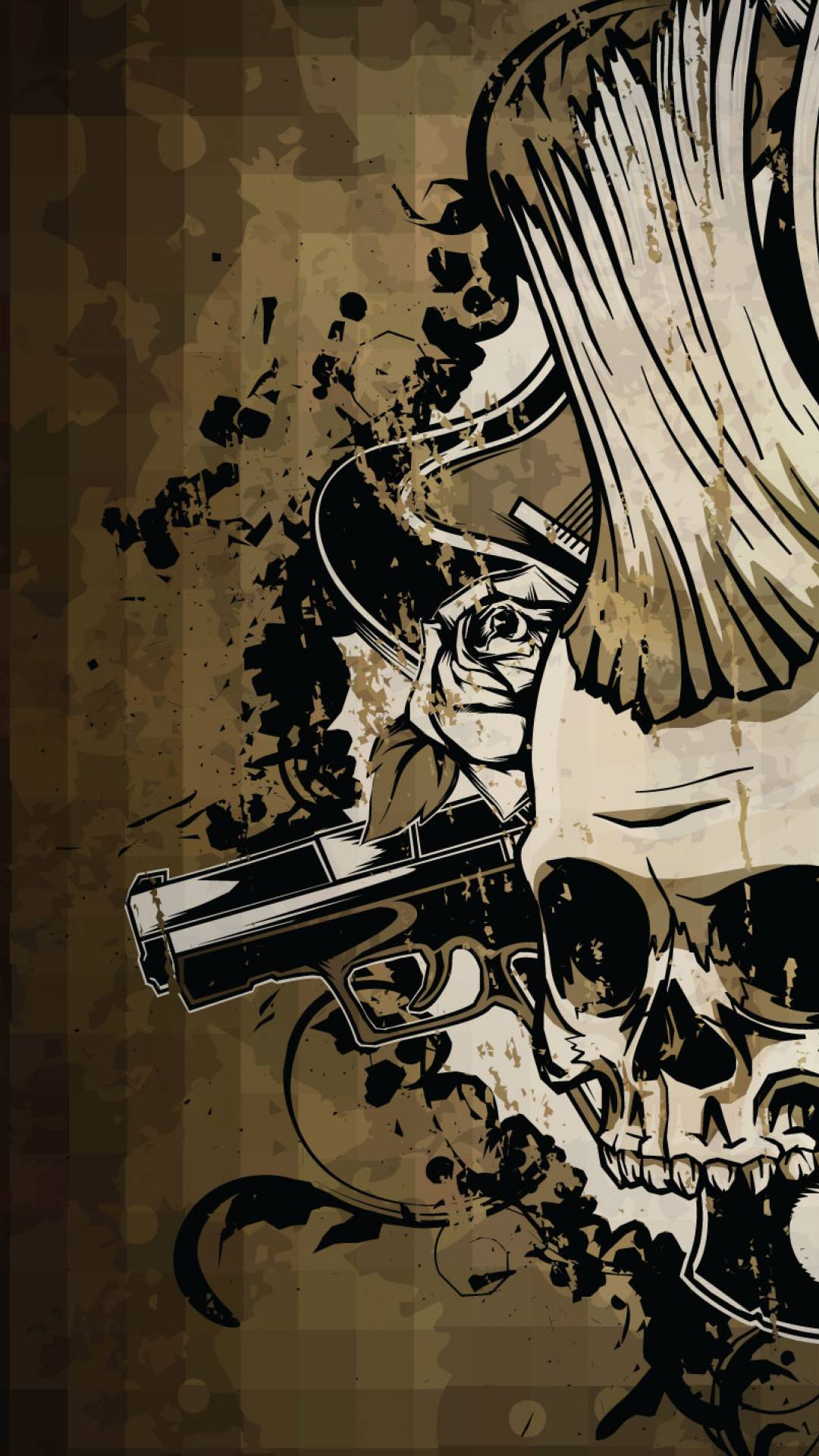 Free download HTC HTC One Wallpaper Brown Skulls n Guns Android