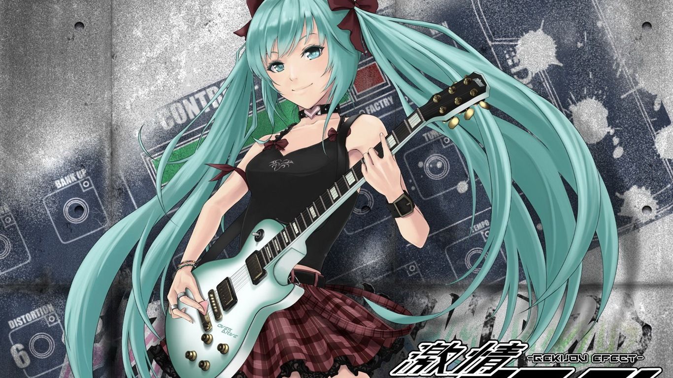 Music guitar anime girl HD wallpaper Wallpaper
