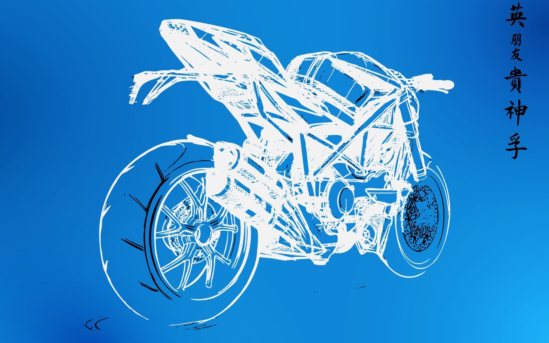 Wall sketches motorbikes graphic blueprint wallpaperx1200