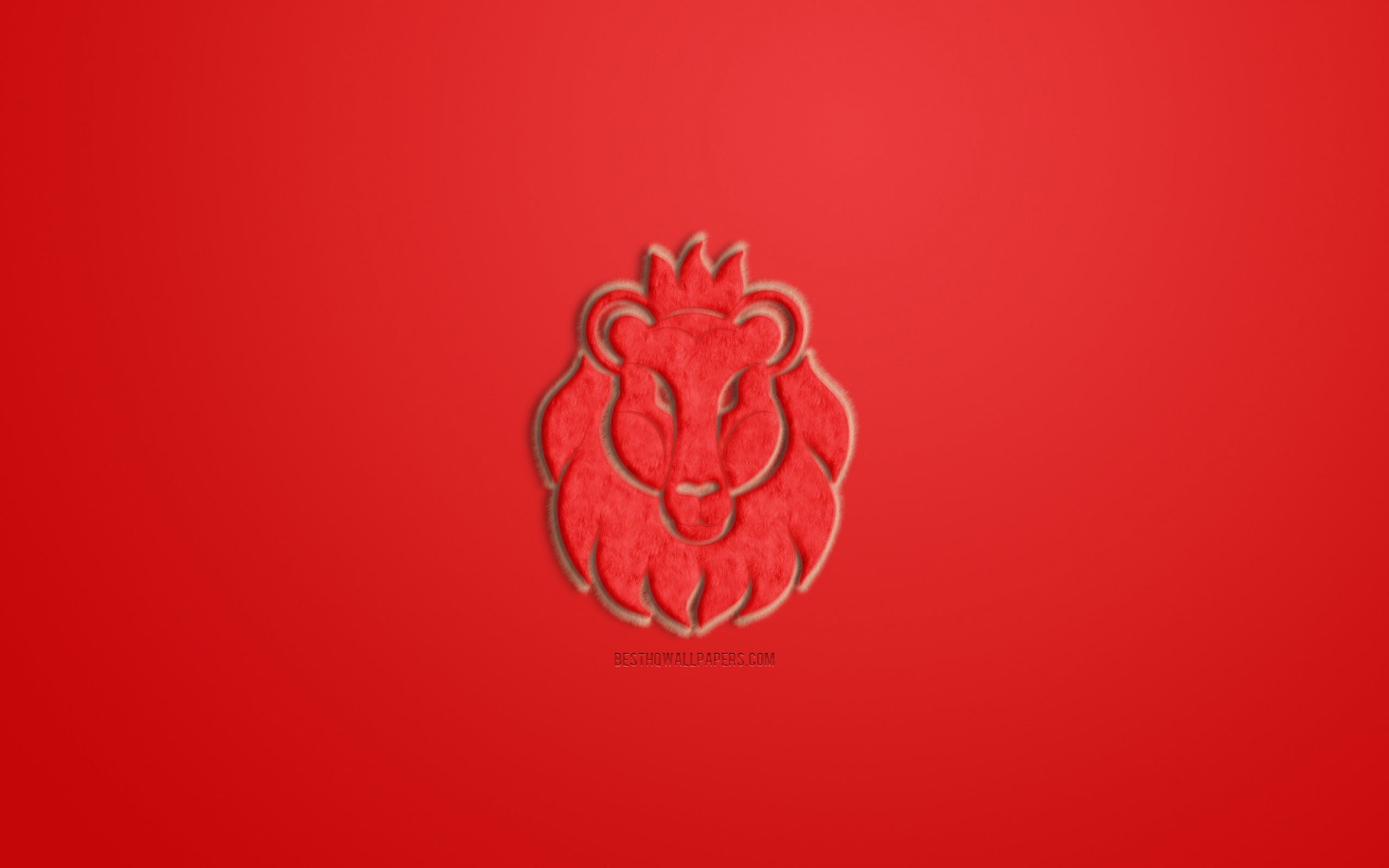 Download wallpapers Leo Zodiac Sign, red fur sign, horoscope signs.