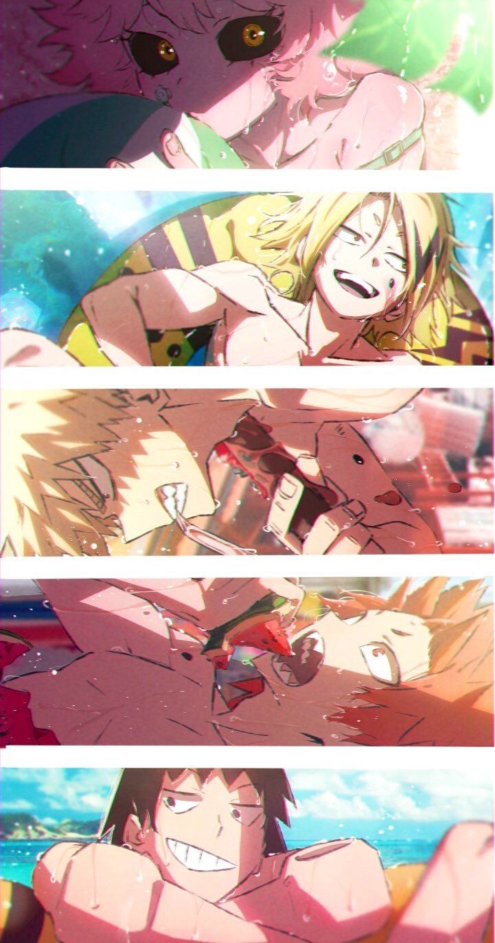 The Beach with the Bakusquad; Mina Ashido, Kaminari, Katsuki