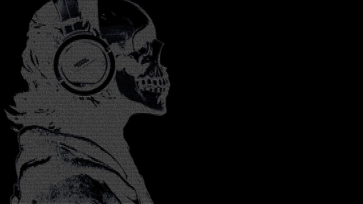 Headphones skulls black dark text ascii hackers guy 1920x1080 wallpaperx1080