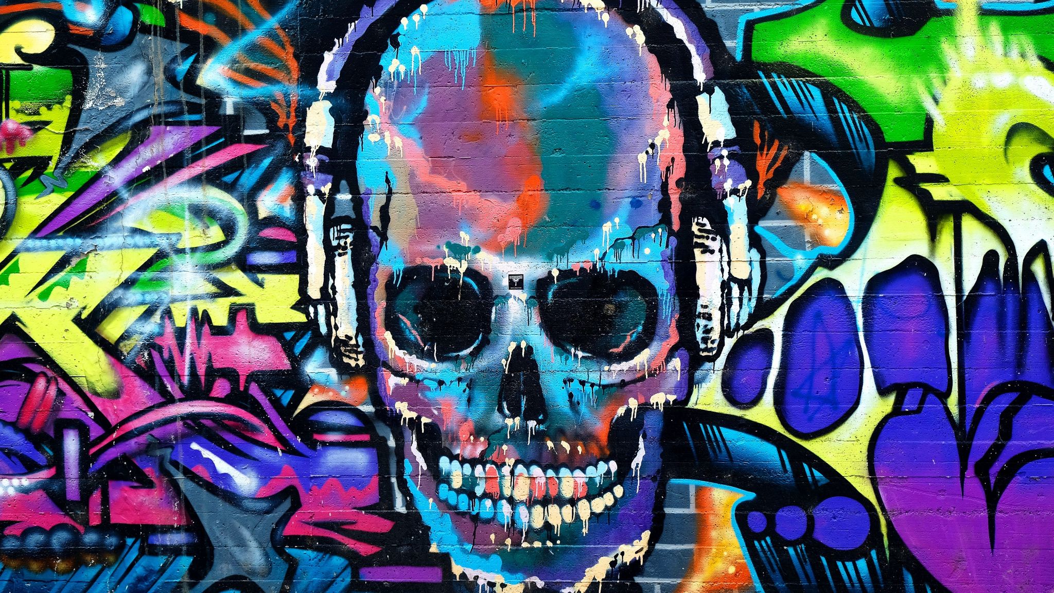 Graffiti, Skull, Colorful, Street Art, Wallpaper Skull