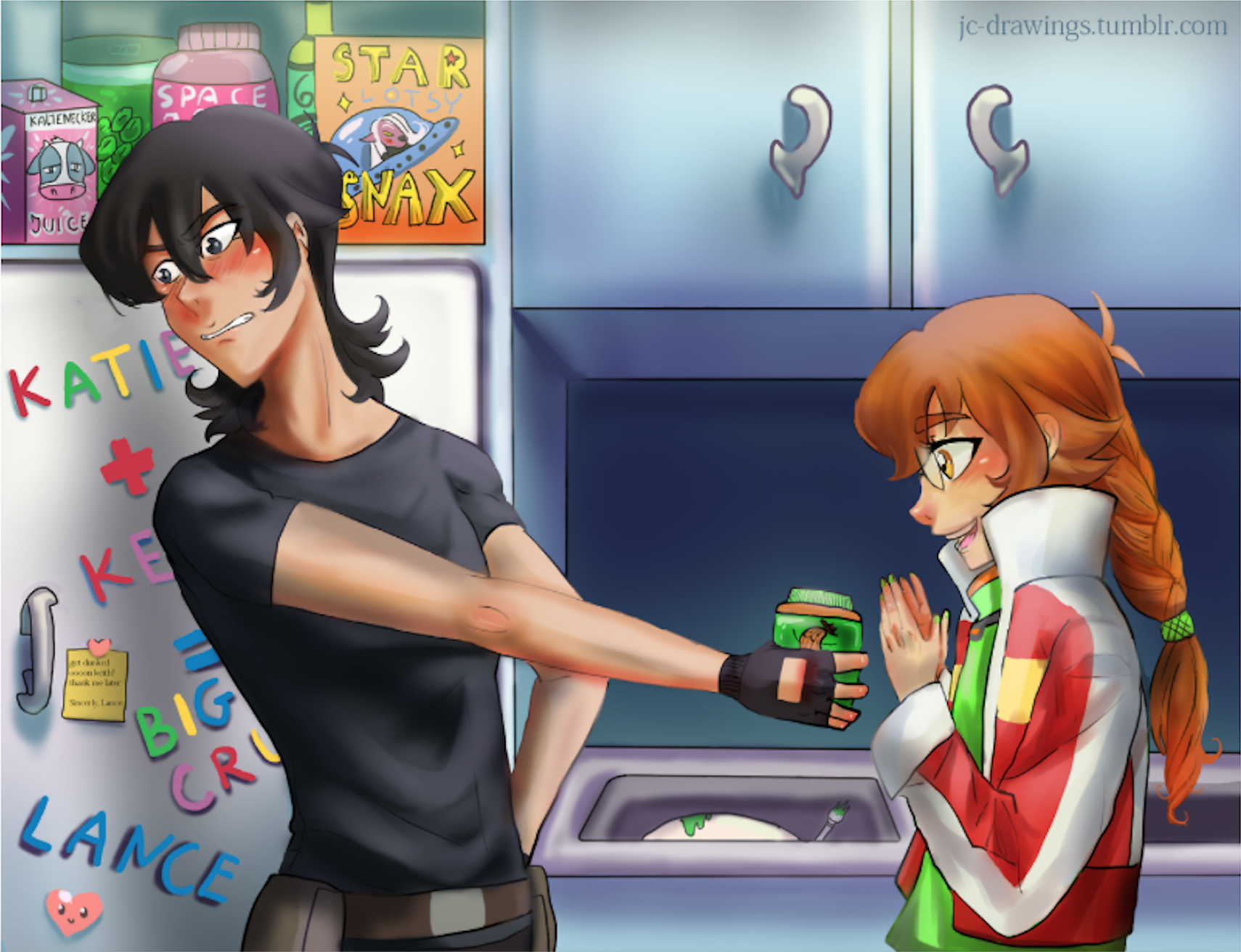 Keith gave a jar of peanut butter to his crush, Pidge from Voltron
