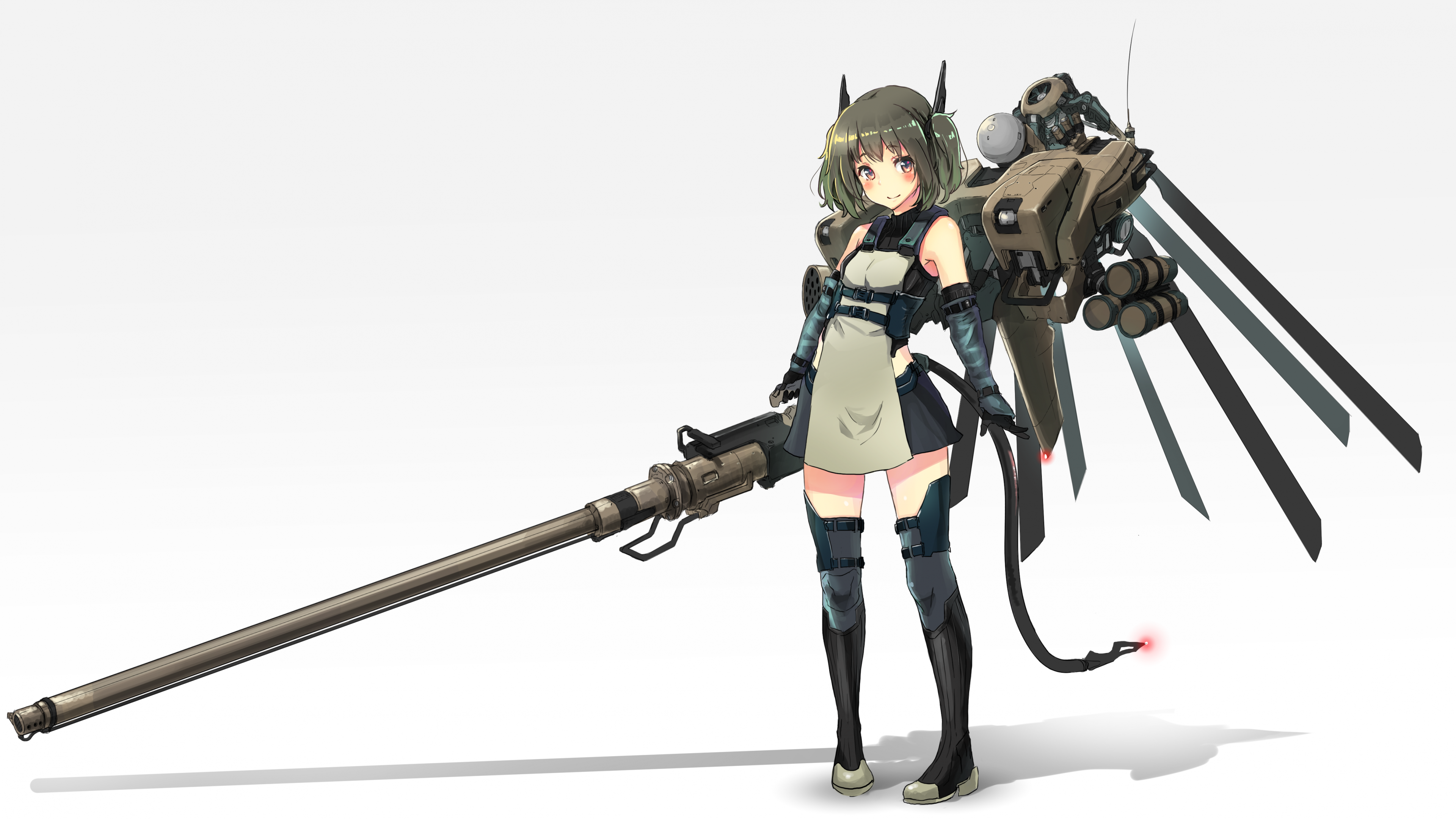 Anime Girl With Heavy Gun Wallpaper & Background